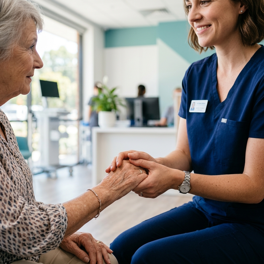 Compassionate doctor and patient care
