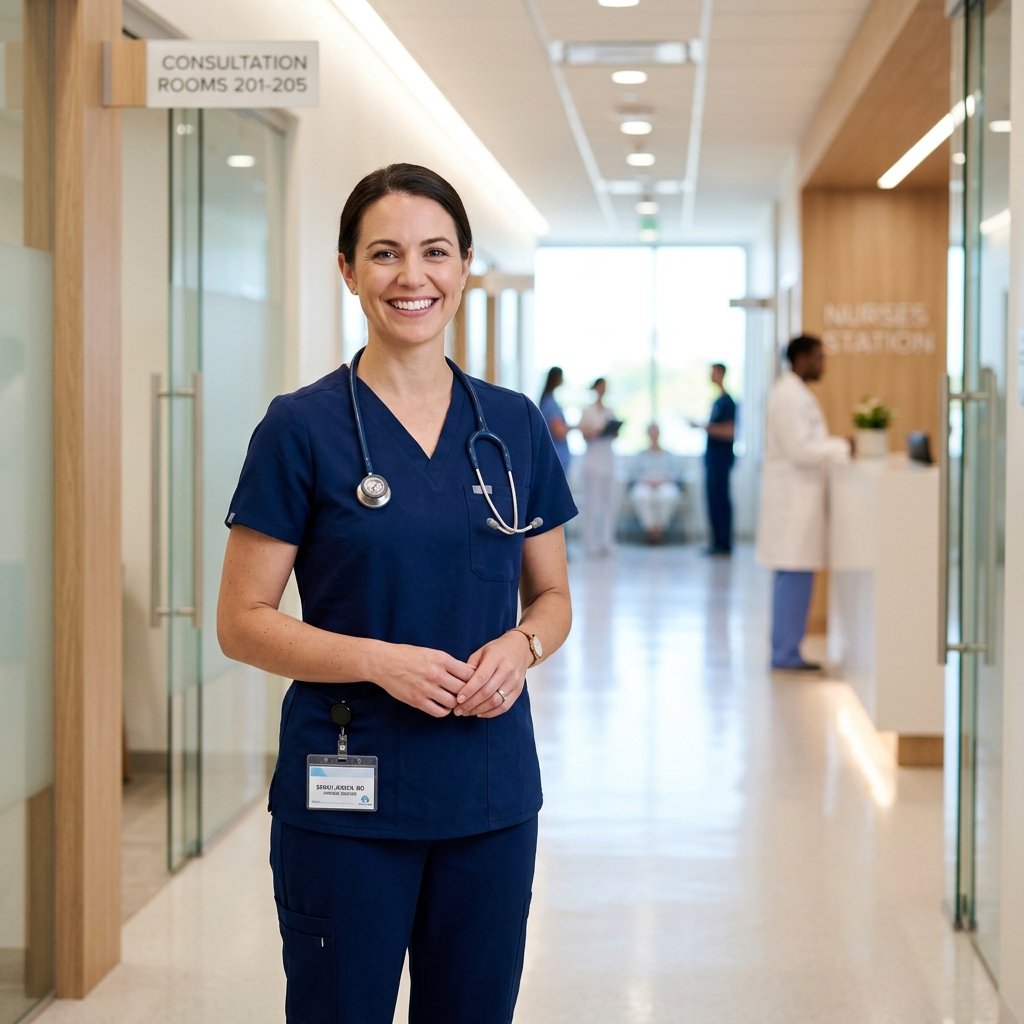 Smiling professional nurse in uniform